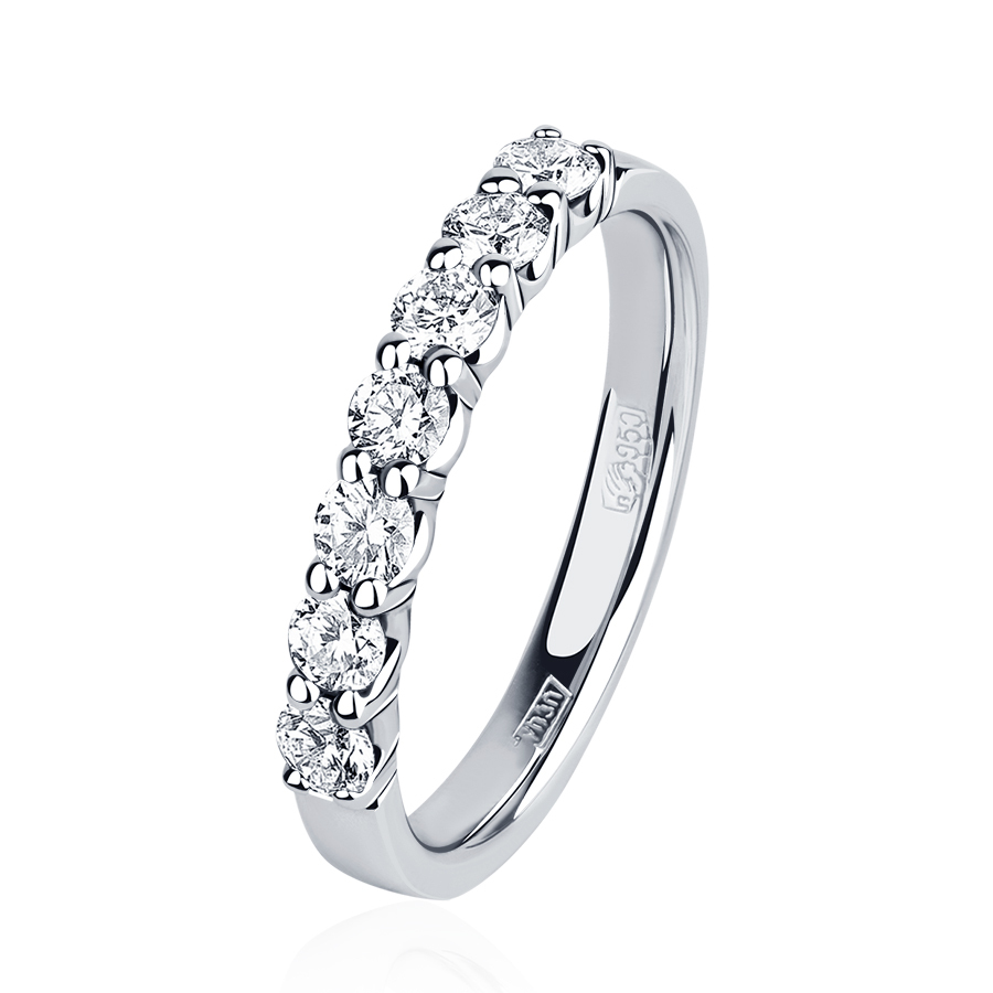 Обручальное кольцо с 7 бриллиантами из платины ПК-044-06 Платина Лаб фото 1