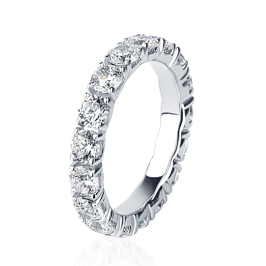ПК-045-05 Обручальное кольцо из платины с дорожкой крупных бриллиантов - PlatinumLab