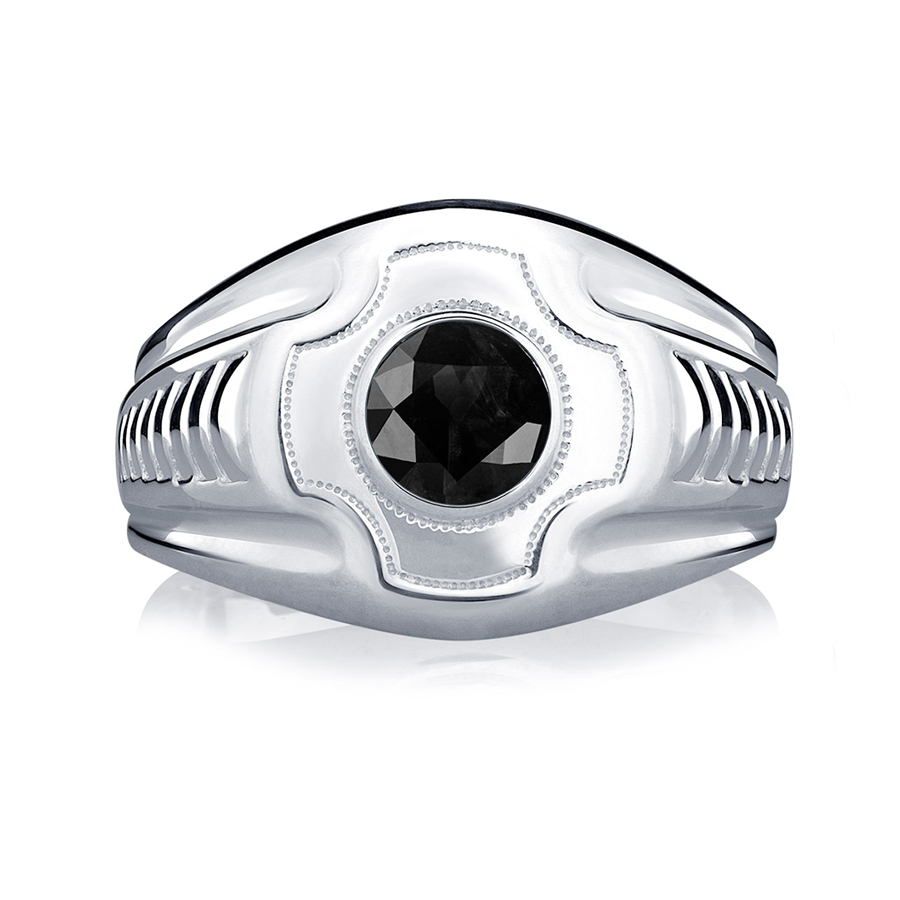 Мужской перстень с черным бриллиантом из платины ПК-082Ч-01 PlatinumLab фото 2
