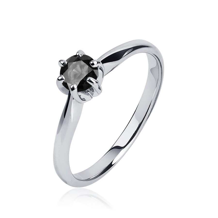 ПК-088Ч-02 Помолвочное кольцо из платины с черным бриллиантом - PlatinumLab