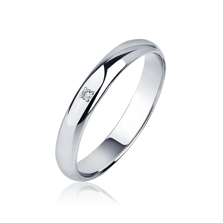 Обручальное кольцо с 1 бриллиантом из платины ПК-103-01 Platinum Lab фото 1