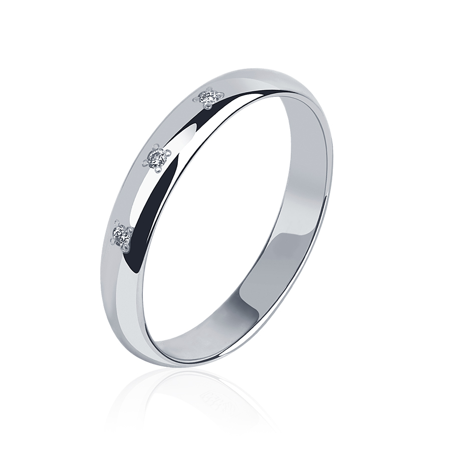 Обручальное кольцо с бриллиантами из платины ПК-103-03 Платиновая Лаборатория фото 1