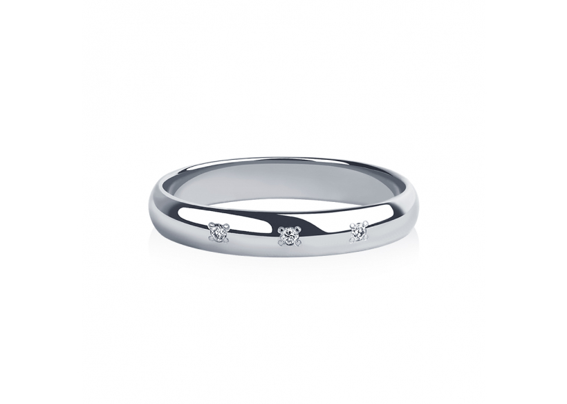 Белое обручальное кольцо с бриллиантами из платины 950 ПК-103-03 Platinum Lab фото 2