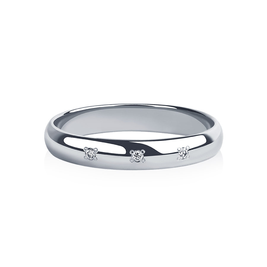 Белое обручальное кольцо с бриллиантами из платины 950 ПК-103-03 Platinum Lab фото 2
