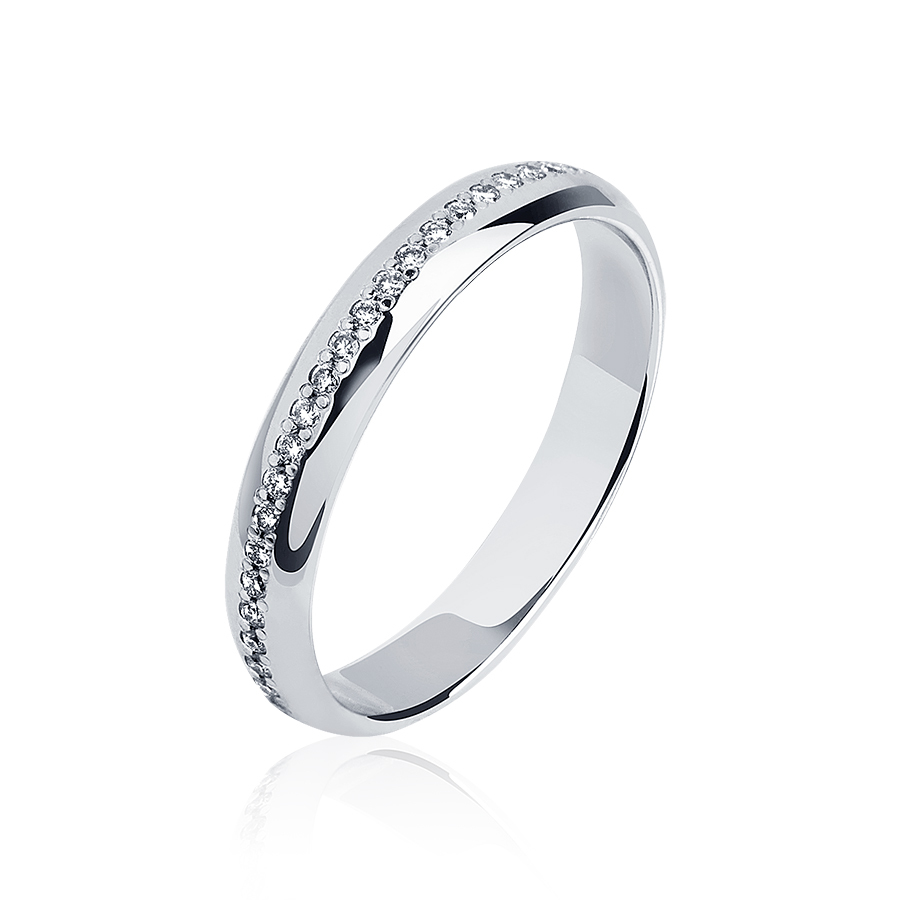 ПК-103-35 Обручальное кольцо из платины с дорожкой бриллиантов - PlatinumLab