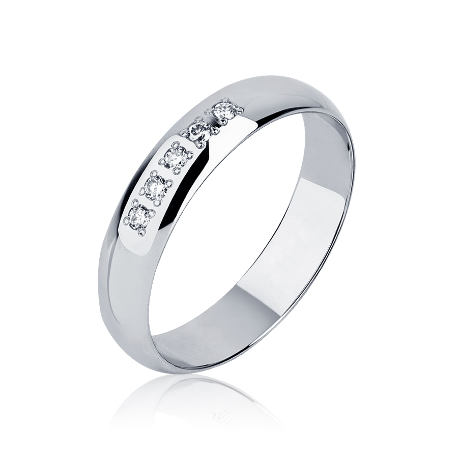 Гладкое обручальное кольцо из платины 950 с бриллиантами ПК-104-05 PlatinumLab фото 1