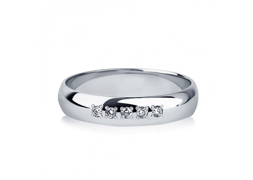 Обручальное кольцо с 5 бриллиантами из платины ПК-104-05 Платиновая Лаборатория фото 2