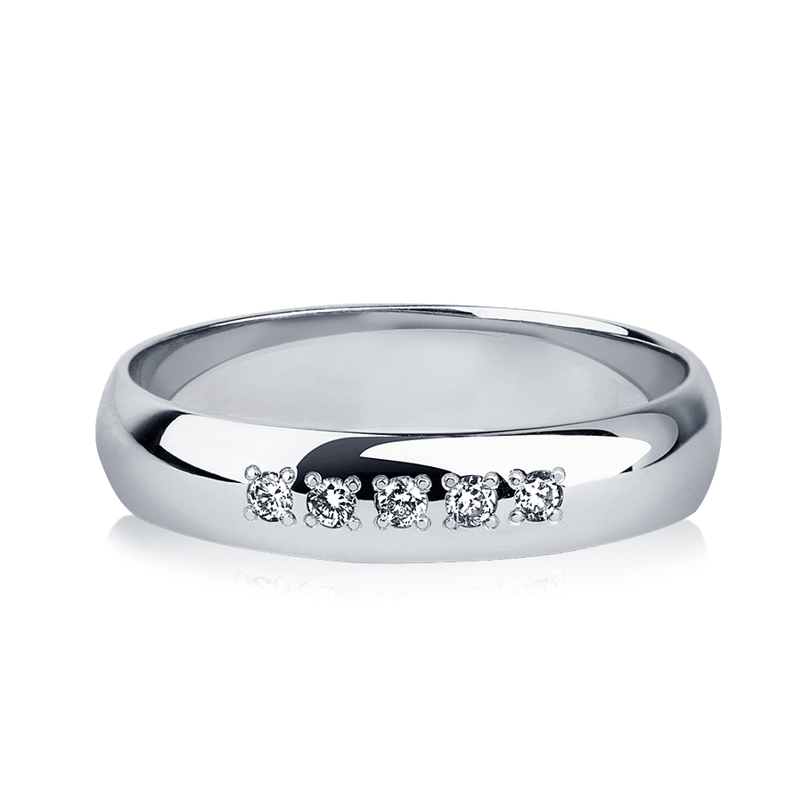 Обручальное кольцо с 5 бриллиантами из платины ПК-104-05 Платиновая Лаборатория фото 2