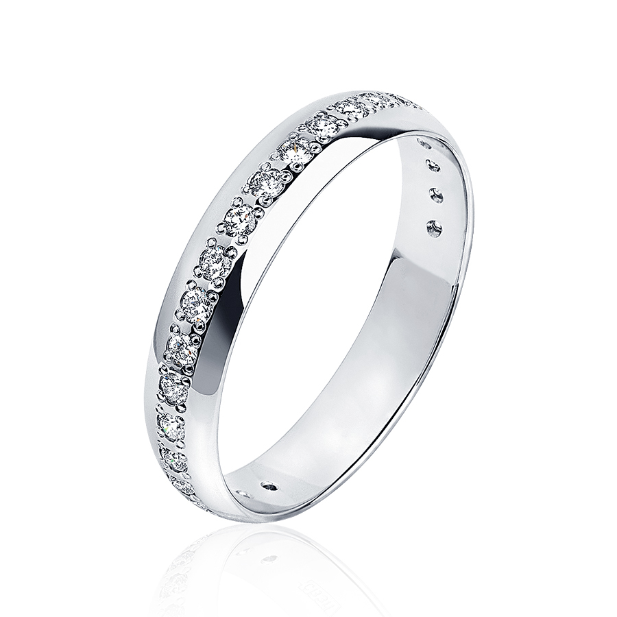 Белое обручальное с бриллиантами кольцо из платины ПК-104-25 PlatinumLab  фото 1