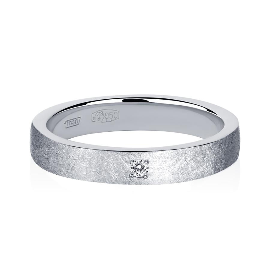 Кольцо для свадьбы из платины с бриллиантом ПК-111-01-М1 PlatinumLab фото 2
