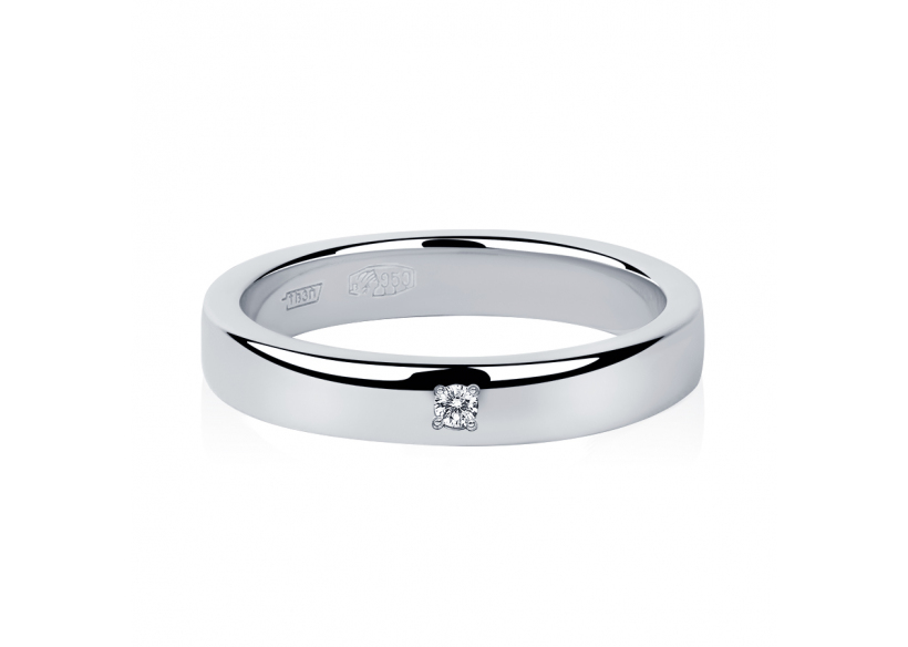Женское обручальное кольцо из платины с бриллиантом ПК-111-01 Platinum Lab  фото 2