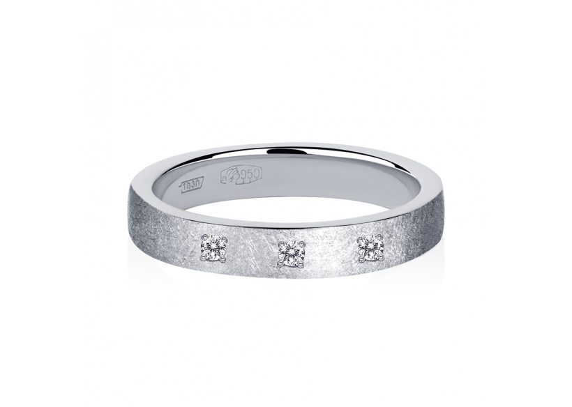 Плоское обручальное кольцо из платины с бриллиантами ПК-111-03-М1 Platinum Lab фото 2