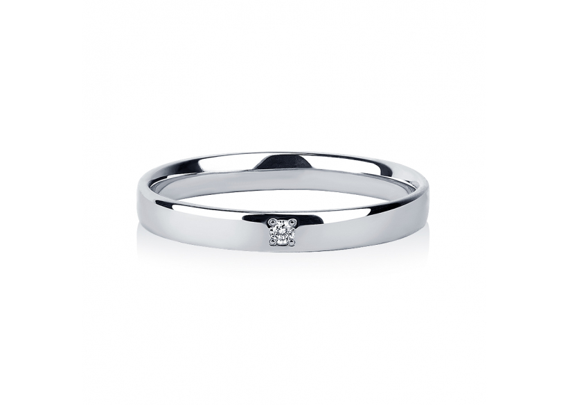 Тонкое обручальное кольцо с бриллиантом из платины ПК-113-01 Платинум Лаб фото 2