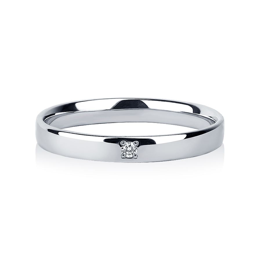 ПК-113-01 Обручальное кольцо из платины с бриллиантом - PlatinumLab