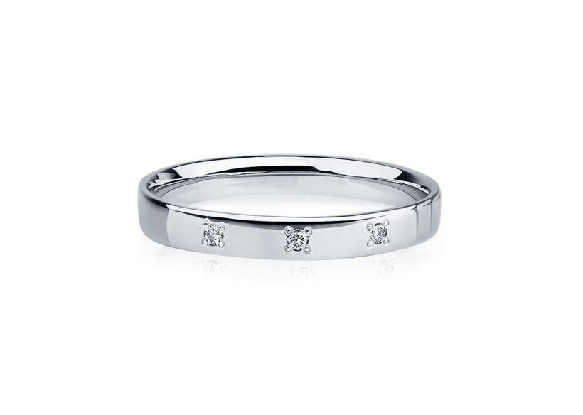 Тонкое обручальное кольцо из платины с бриллиантами ПК-113-03 Платинум Лаб фото 2