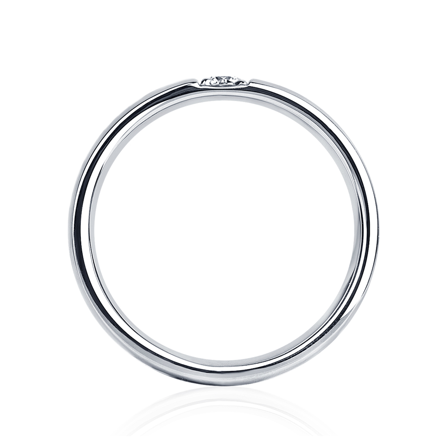Белое обручальное кольцо из платины с бриллиантом ПК-117-01 PlatinumLab фото 3