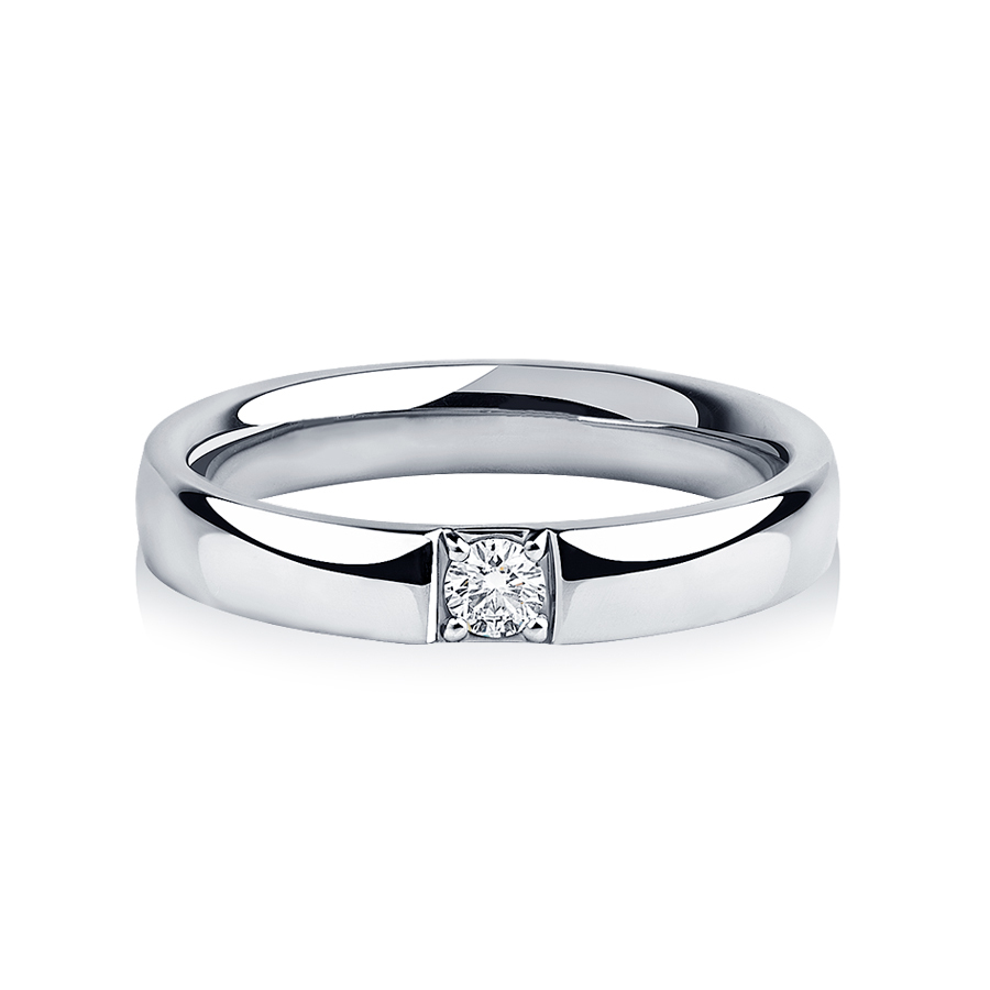 ПК-117-01 Обручальное кольцо из платины с одним бриллиантом - PlatinumLab