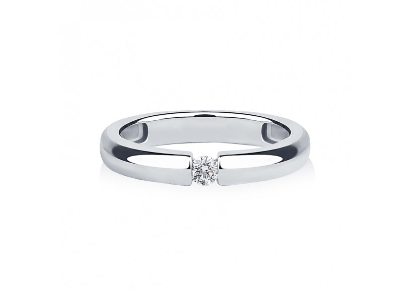 Белое обручальное кольцо из платины с бриллиантом ПК-117-02 PlatinumLab фото 2