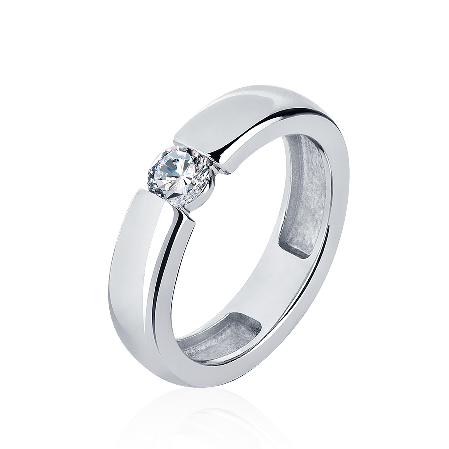 ПК-117-03 Обручальное кольцо из платины с крупным бриллиантом - PlatinumLab