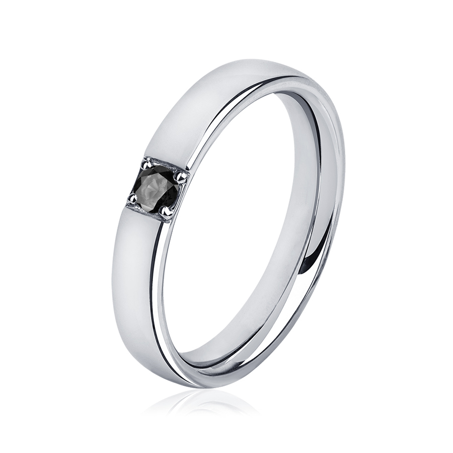 Обручальное кольцо с черным бриллиантом из платины ПК-117Ч-01 ПлатиноваяЛаборатория фото 1