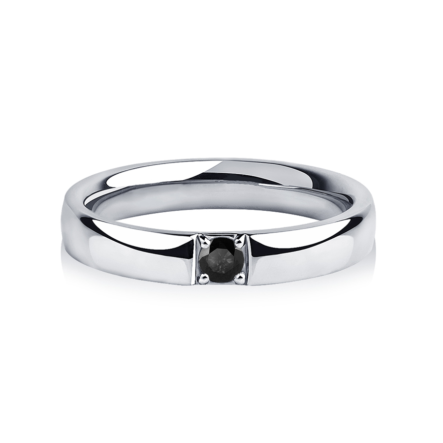 ПК-117Ч-01 Обручальное кольцо из платины с черным бриллиантом - PlatinumLab