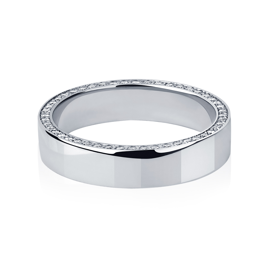 Обручальное кольцо с дорожкой бриллиантов из платины ПК-129-01 PlatinumLab фото 2