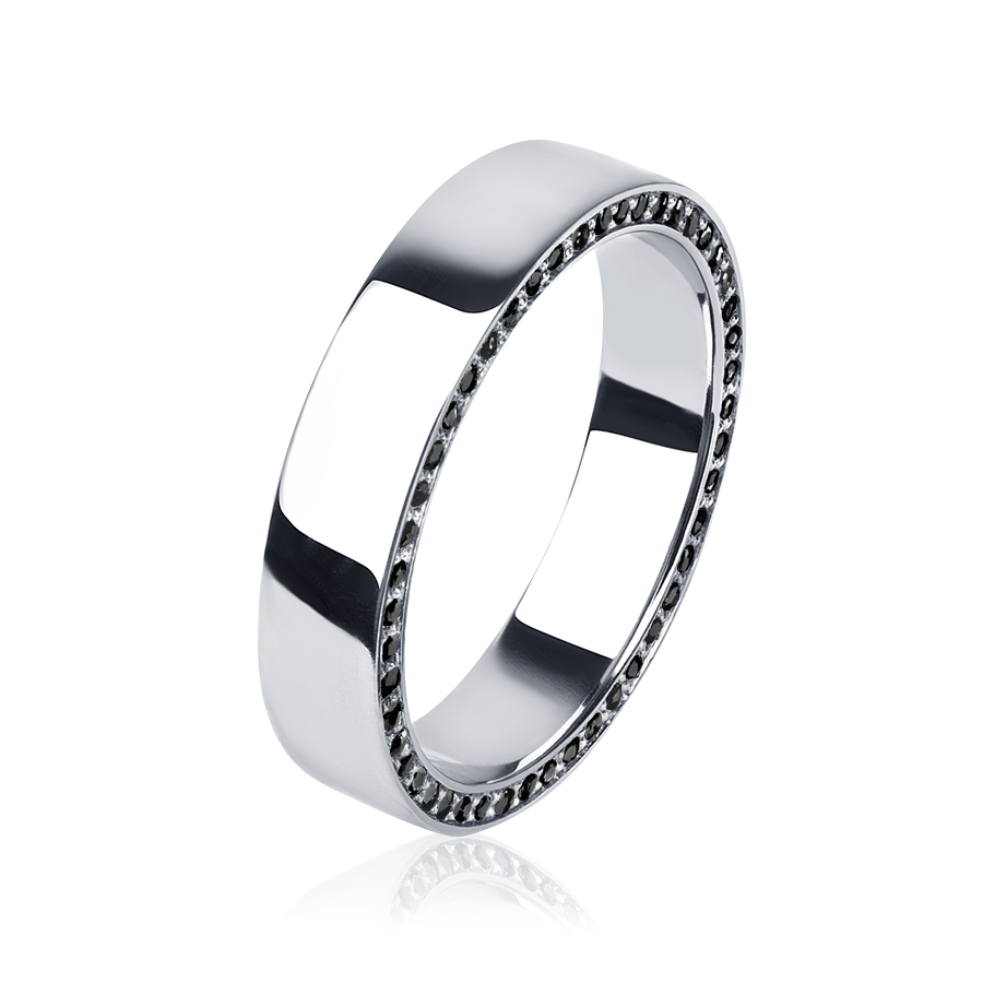 Свадебное кольцо из платины с черными бриллиантами ПК-129Ч-01 PlatinumLab фото 1