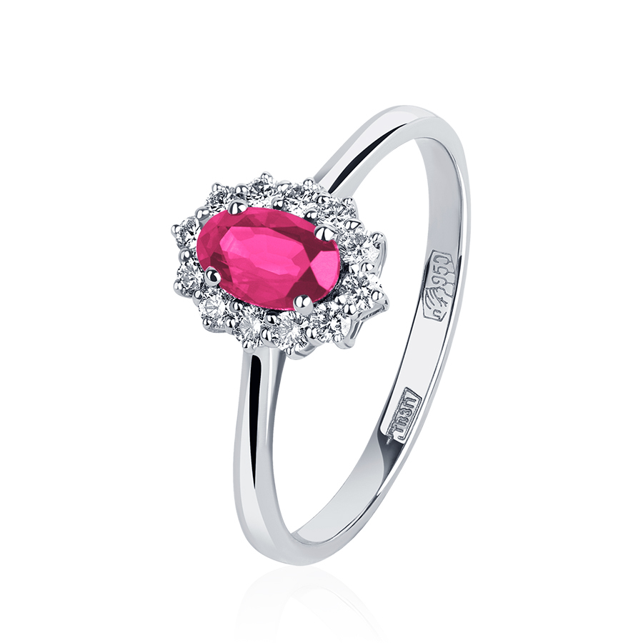 Женское кольцо из платины с рубином и бриллиантами ПК-206Р-01 Platinum Lab фото 1