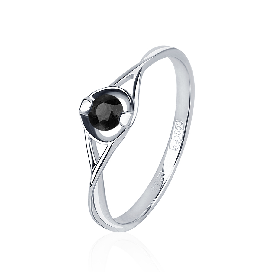 Женское помолвочное кольцо из платины с черным бриллиантом ПК-209Ч-01 PlatinumLab фото 1